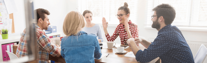 coworkers team working brainstorming concept