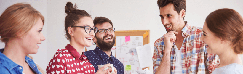coworkers working office relaxed atmosphere